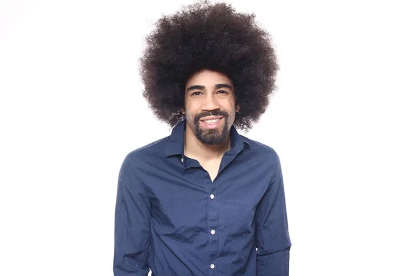 Afro Americano Uomo Posa Sfondo Bianco — Foto Stock