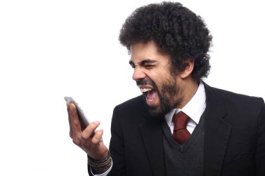 Hareket eden telefon ile çığlık işadamı