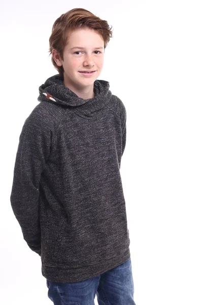 Caucasiano Adolescente Menino Está Rindo — Fotografia de Stock
