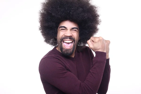 Afro Amerikaanse Man Die Zich Voordeed Witte Achtergrond — Stockfoto