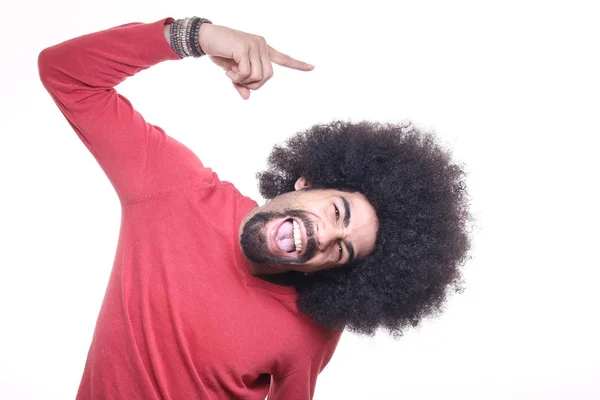 Hombre Afroamericano Posando Sobre Fondo Blanco — Foto de Stock