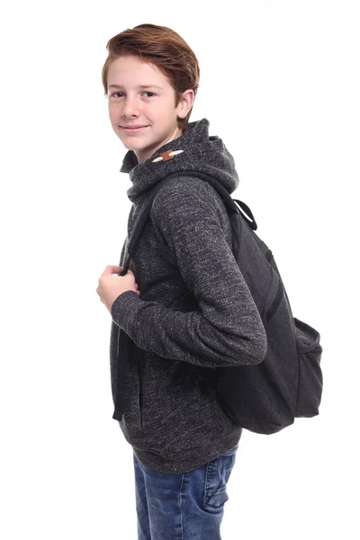 Beautiful Teenage Boy School Bag — Stock Photo, Image