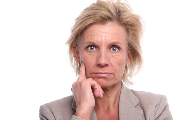 Old Caucasian Woman Thinking — Stock Photo, Image