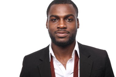 Beyaz arka planda siyah iş adamı