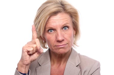 Eski beyaz kadın için bir şey işaret ediyor