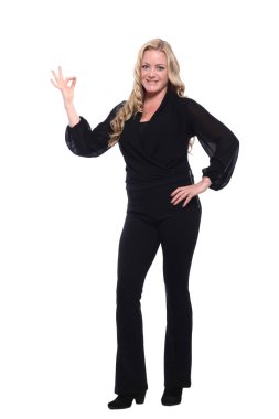 Güzel beyaz kız Ok işaret gösteren