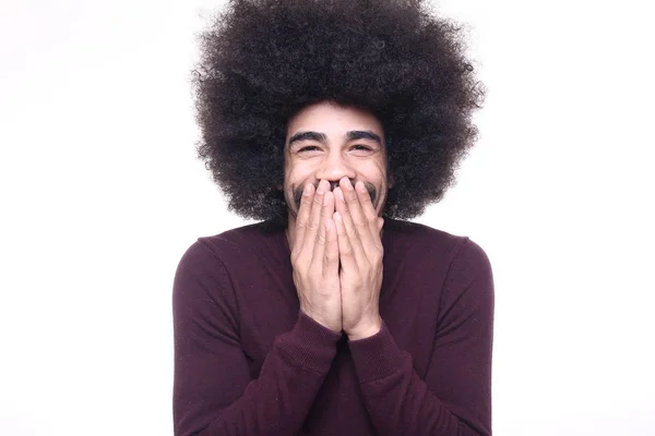 Afro Americano Homem Posando Fundo Branco — Fotografia de Stock