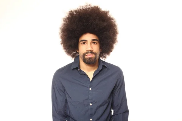 Afro Amerikaanse Man Die Zich Voordeed Witte Achtergrond — Stockfoto