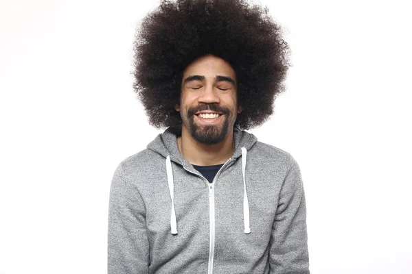 Afro Americano Uomo Posa Sfondo Bianco — Foto Stock