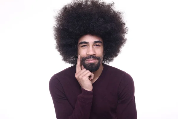 Afro Amerikaanse Man Die Zich Voordeed Witte Achtergrond — Stockfoto