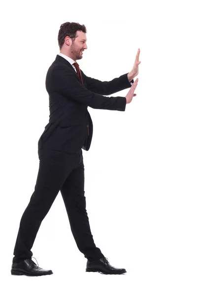 Caucasian Young Man Gesticulating Hands — Stock Photo, Image