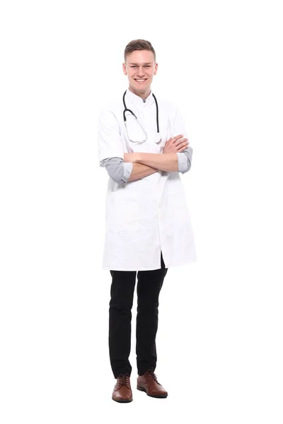 Lékař Sobě Speciální Uniformu Stetoskop — Stock fotografie