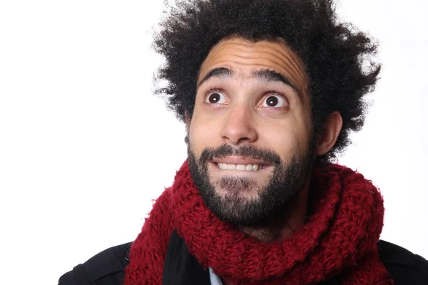 Feliz Hombre Negro Sobre Fondo Blanco — Foto de Stock