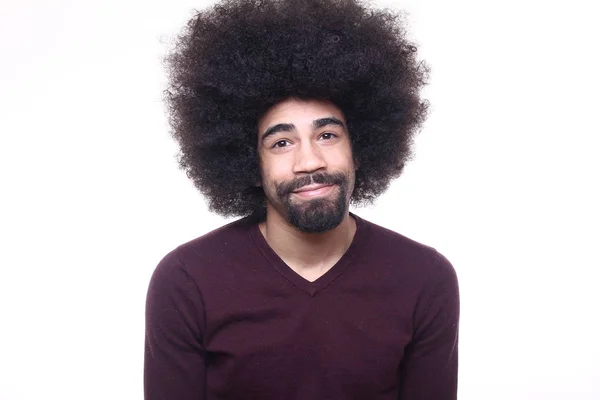 Afro Americano Uomo Posa Sfondo Bianco — Foto Stock