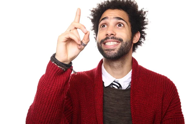 Hombre Negro Sorprendido Sobre Fondo Blanco — Foto de Stock