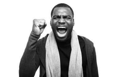 Siyah ve beyaz sesi Afrika adam çığlık