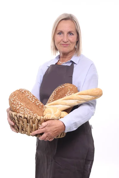 Cesto Donna Con Pane Diverso — Foto Stock