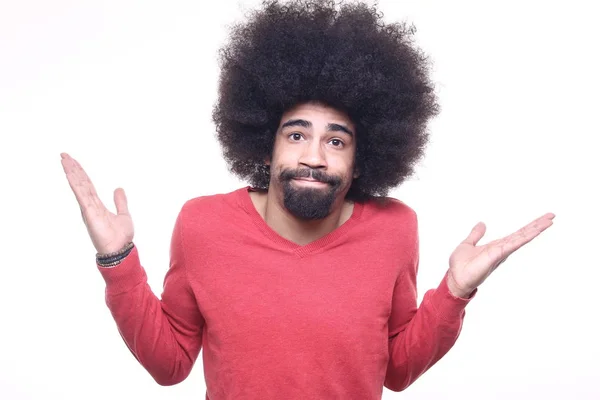 Hombre Afroamericano Posando Sobre Fondo Blanco — Foto de Stock