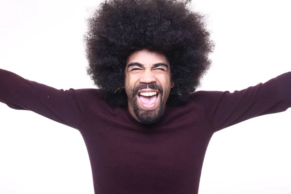 Afro Americano Uomo Posa Sfondo Bianco — Foto Stock