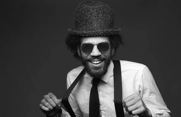 Homme Afro Américain Dans Style Rétro Noir Blanc — Photo