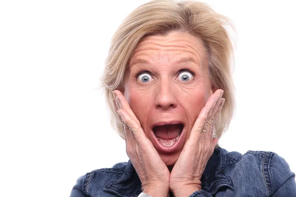 Old Caucasian Woman Surprised — Stock Photo, Image