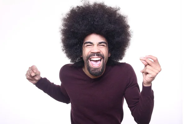 Afro Americano Homem Posando Fundo Branco — Fotografia de Stock