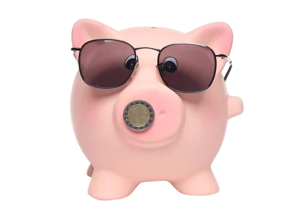 Piggy Bank Euro Coins White Background — Stock Photo, Image
