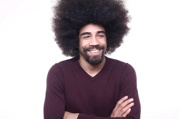 Hombre Afroamericano Posando Sobre Fondo Blanco —  Fotos de Stock