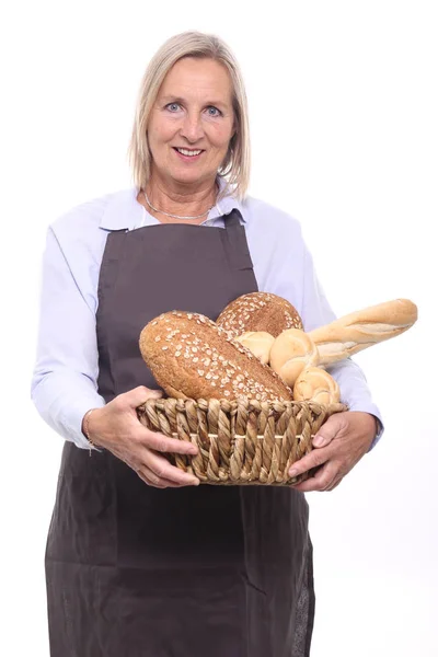 Cesto Donna Con Pane Diverso — Foto Stock