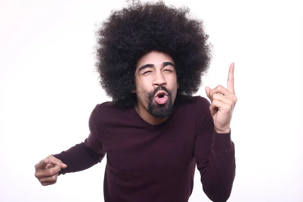 Afro Americano Uomo Posa Sfondo Bianco — Foto Stock