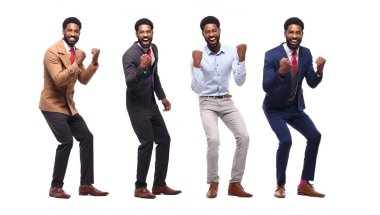 Farklı pozlar Afro-Amerikan genç adam