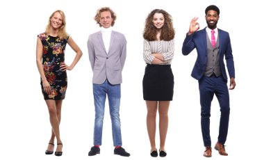 Beyaz arka planda Irklar arası insanlar