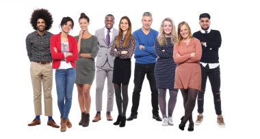 Beyaz arkaplanda bir grup insan