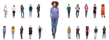 Beyaz arka planda Interraccial kadınlar