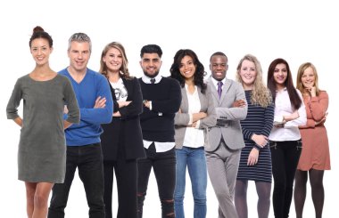 Beyaz arkaplanda bir grup insan