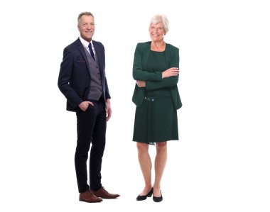 Beyaz arka planda eski beyaz çift