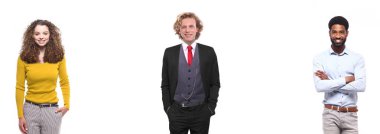 Beyaz arka planda Irklar arası insanlar