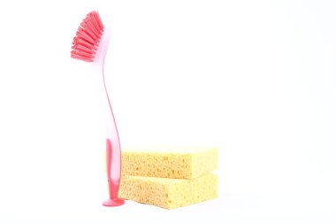 Beyaz arka planda bezler ve diş fırçası 