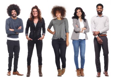 Beyaz arka planda Irklar arası insanlar