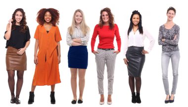 Beyaz arka planda ırklar arası kadın