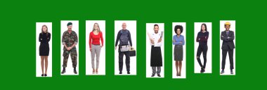 Farklı mesleklere sahip ırklar arası insanlar kümesi