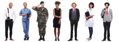 Farklı mesleklere sahip çok ırklı insanlar kümesi