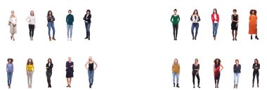 Beyaz arka planda Interraccial kadınlar