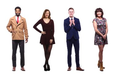 Beyaz arka planda farklı kişiler kümesi