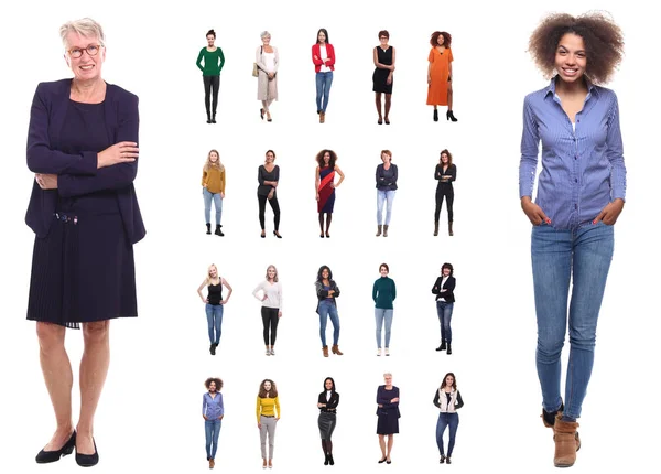 Beyaz arka planda Interraccial kadınlar