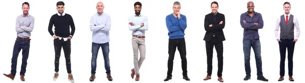 Hommes Interraciaux Sur Fond Blanc — Photo