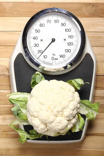 Cauliflower Lying Weight Scale — Stock Photo, Image