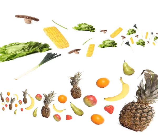 Set of healthy food on white background