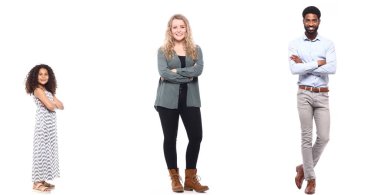 Beyaz arka planda mutlu insanlar