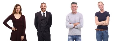 Beyaz arka planda Irklar arası insanlar